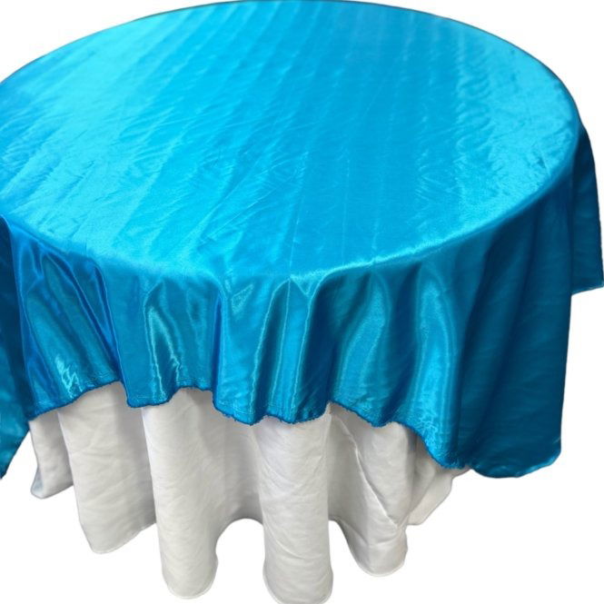 Turquoise Table Overlay Satin 58 X 58 Inches - New Star Fabrics