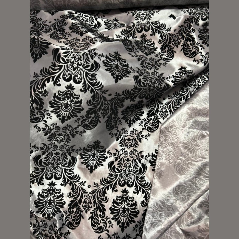 Flocked Damask Taffeta Fabric