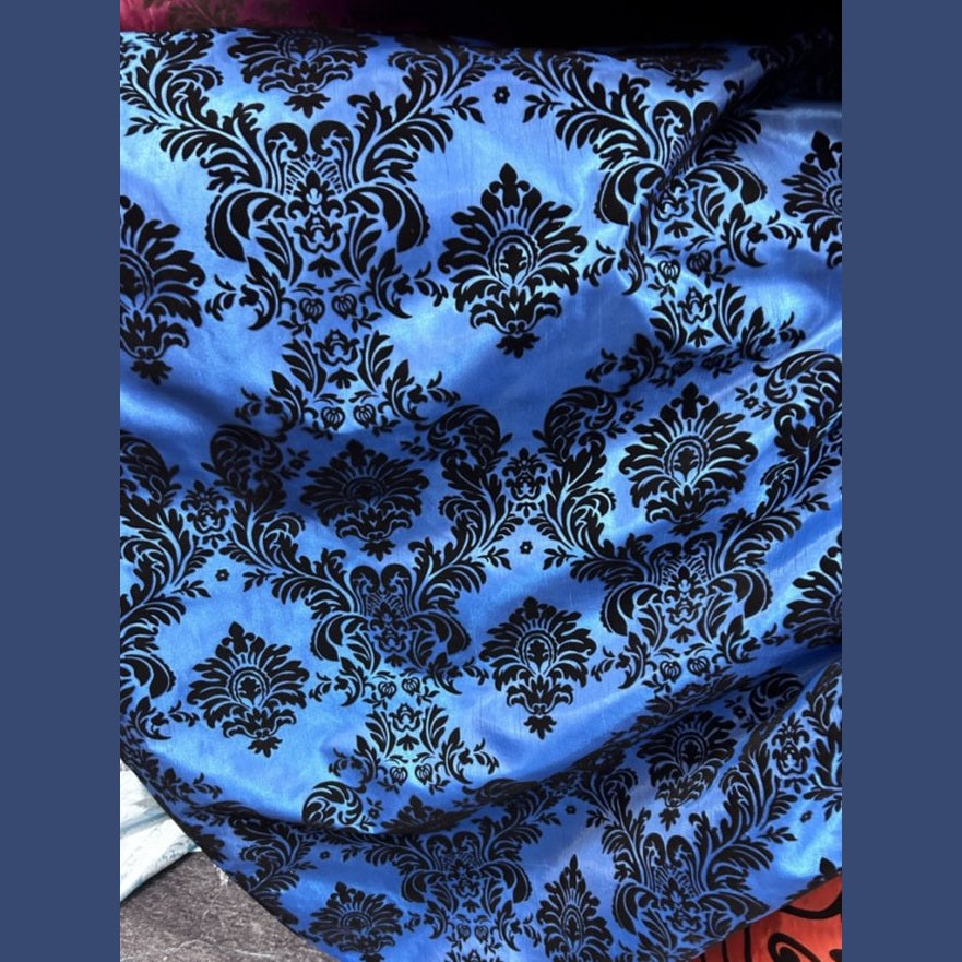 Flocked Damask Taffeta Fabric