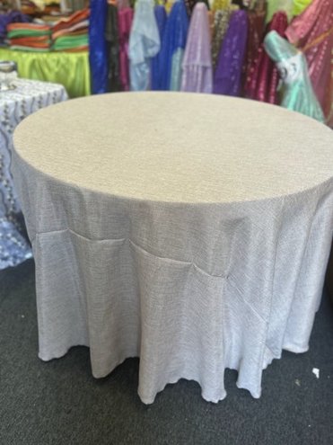 Vintage Linen Two Tone Faux Burlap Texture Tablecloth 90'' Round