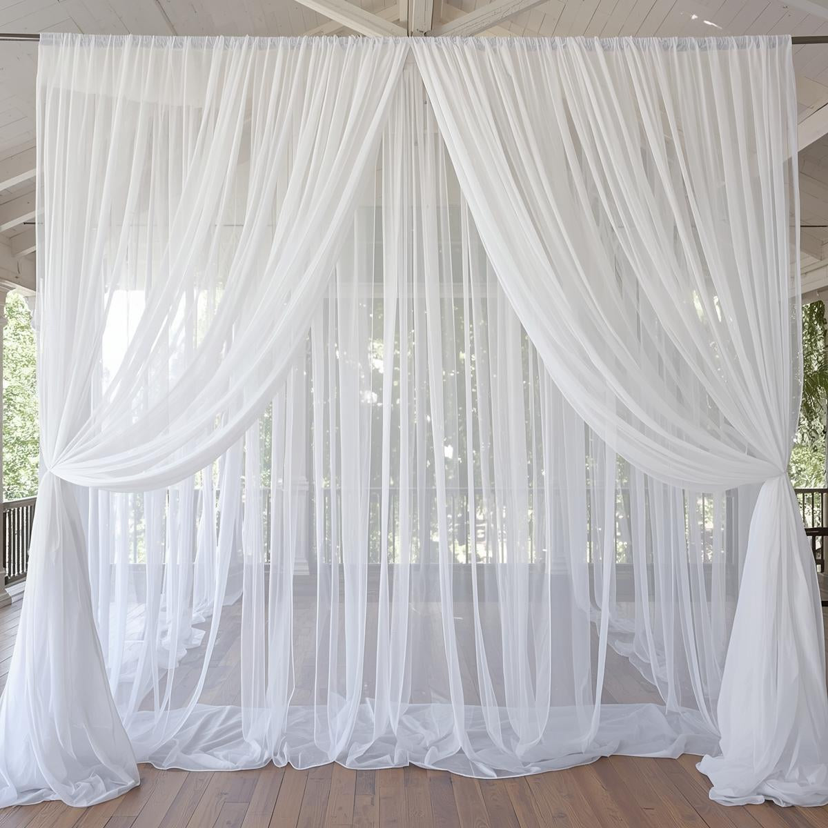 Voile Fabric White Polyester – 120” Wide, 10 Yard Continuous Pieces | Wedding & Event Draping | Free Shipping
