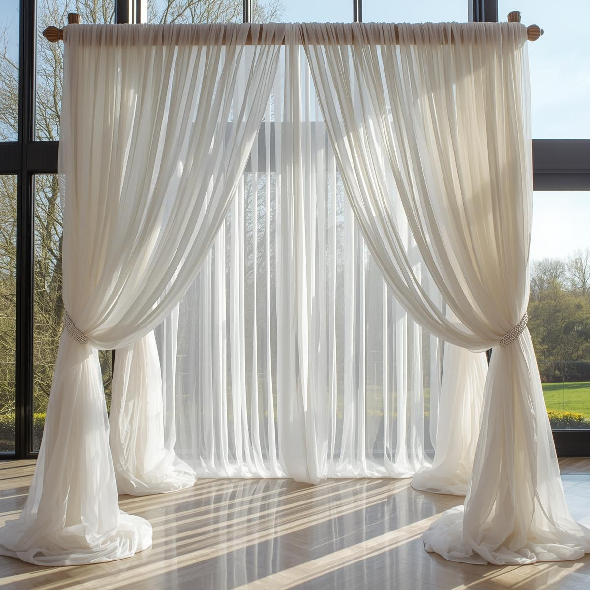 Voile Fabric White Polyester – 120” Wide, 10 Yard Continuous Pieces | Wedding & Event Draping | Free Shipping