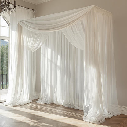 Voile Fabric White Polyester – 120” Wide, 10 Yard Continuous Pieces | Wedding & Event Draping | Free Shipping