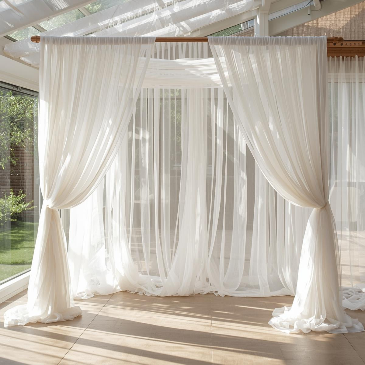 Voile Fabric White Polyester – 120” Wide, 10 Yard Continuous Pieces | Wedding & Event Draping | Free Shipping