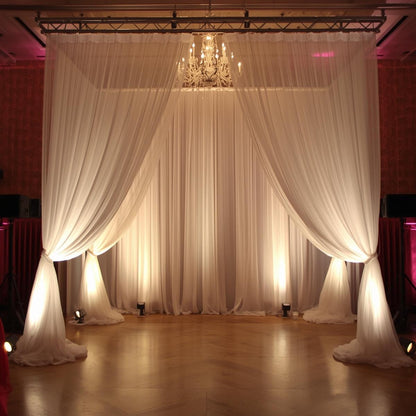 Voile Fabric White Polyester – 120” Wide, 10 Yard Continuous Pieces | Wedding & Event Draping | Free Shipping