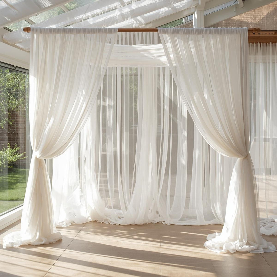 Polyester 50 Yard Continuous Pieces White Voile Roll – 120” Wide Sheer Draping for Weddings & Backdrops | Free Shipping – Free Shipping