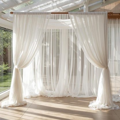 50 Yard Continuous Pieces White Voile Polyester Roll – 120” Wide Sheer Draping for Weddings & Backdrops | Free Shipping – Free Shipping