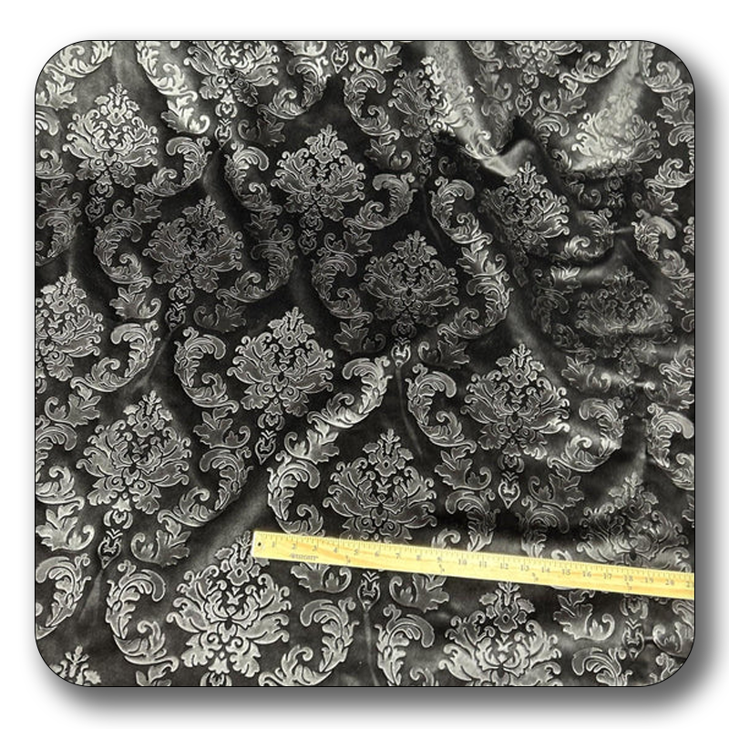 Embossed Damask Velvet Drapery - Upholstery Fabric - Sold by the Yard