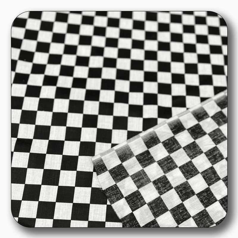 Checkered Print Poly Cotton Fabric 1" - Sold by the Yard