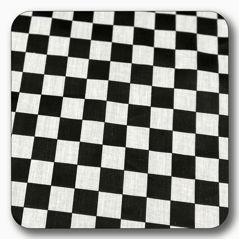 Checkered Print Poly Cotton Fabric 1" - Sold by the Yard