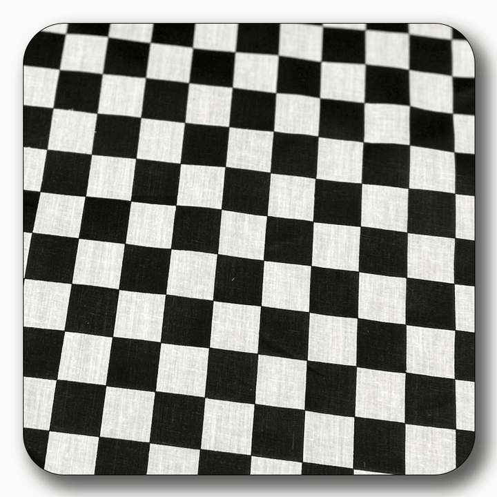 Checkered Print Poly Cotton Fabric 1" - Sold by the Yard