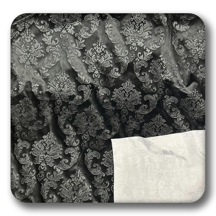 Embossed Damask Velvet Drapery - Upholstery Fabric - Sold by the Yard