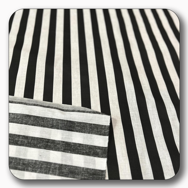 Stripe Print Poly Cotton Fabric 1" - Sold by the Yard