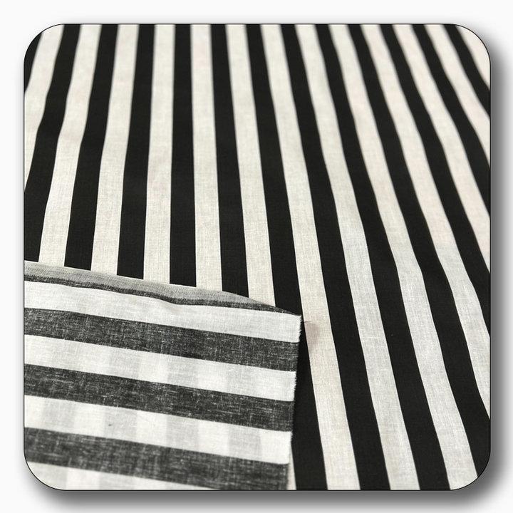 Stripe Print Poly Cotton Fabric 1" - Sold by the Yard