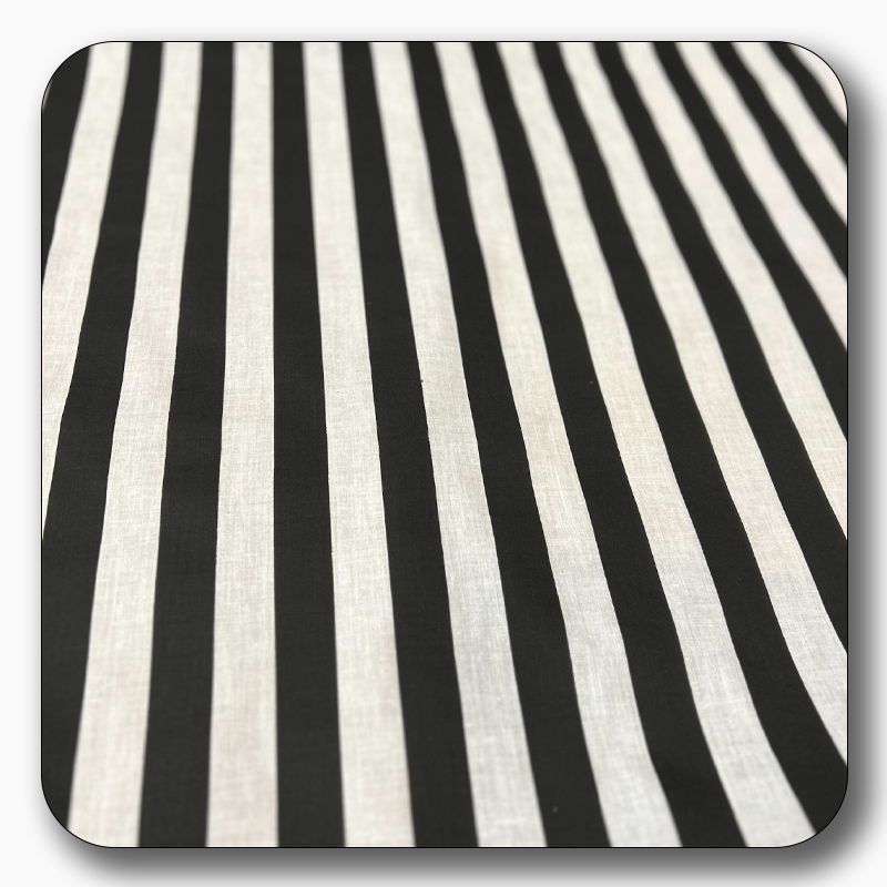 Stripe Print Poly Cotton Fabric 1" - Sold by the Yard