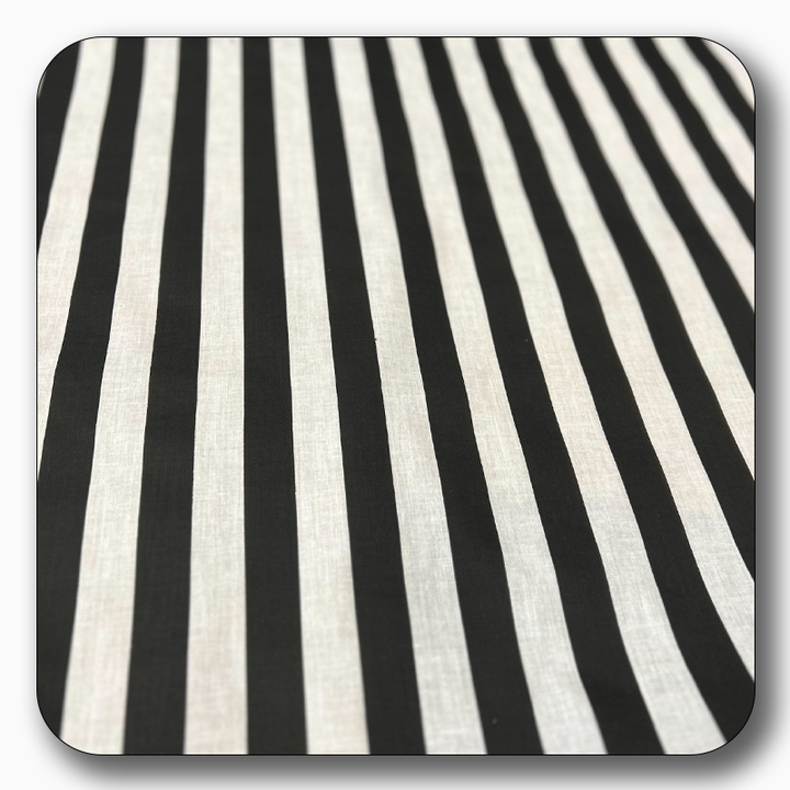 Stripe Print Poly Cotton Fabric 1" - Sold by the Yard