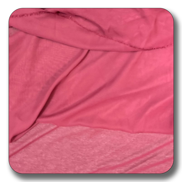 Soft pink polyester chiffon fabric, lightweight and durable, perfect for versatile sewing projects.