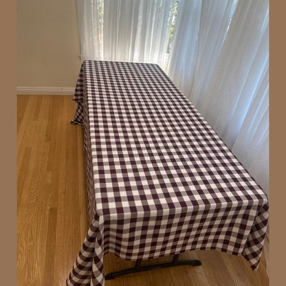 Gingham Checkered Poly Poplin Tablecloth 60 x 108 Inch