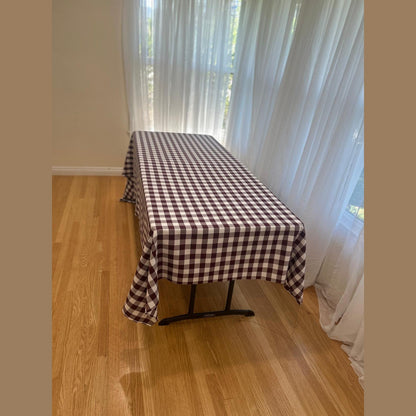 Gingham Checkered Poly Poplin Tablecloth 60 x 120 Inch