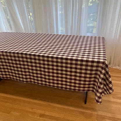 Gingham Checkered Poly Poplin Tablecloth 60 x 120 Inch