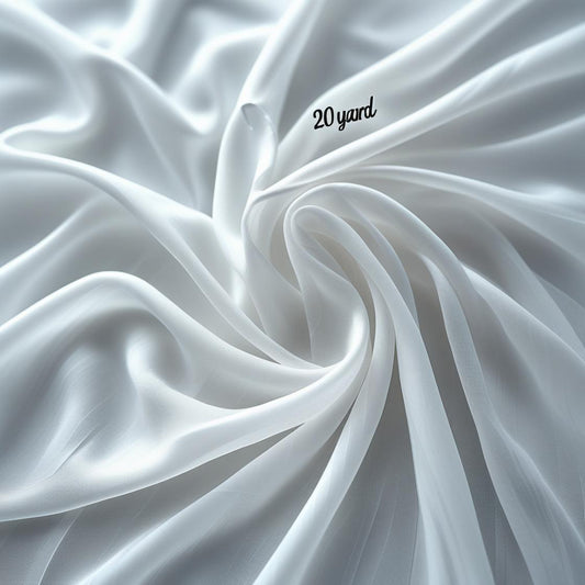 20 Yard Continuous Pieces – 60" Wide White Sheer Polyester Chiffon Fabric for Event Decor & Dresses | Free Shipping