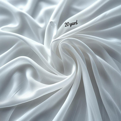 20 Yard Continuous Pieces – 60" Wide White Sheer Polyester Chiffon Fabric for Event Decor & Dresses | Free Shipping