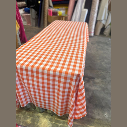 Gingham Checkered Poly Poplin Tablecloth 60 x 84 Inch