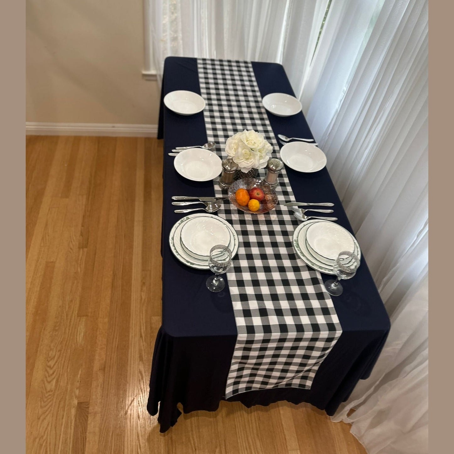Polyester Buffalo Plaid Checkered Table Runner 14 Inches by 108 Inches