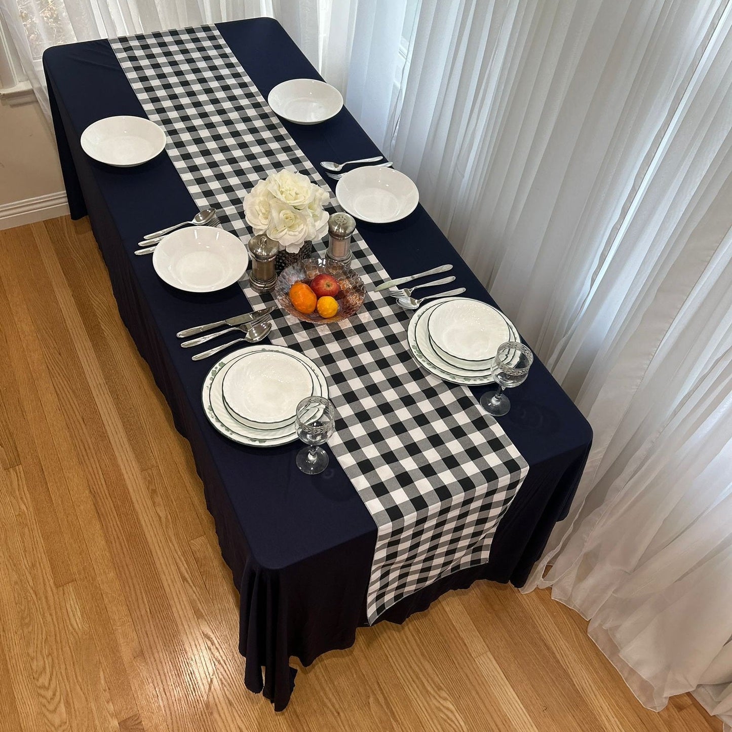 Polyester Buffalo Plaid Checkered Table Runner 14 Inches by 108 Inches