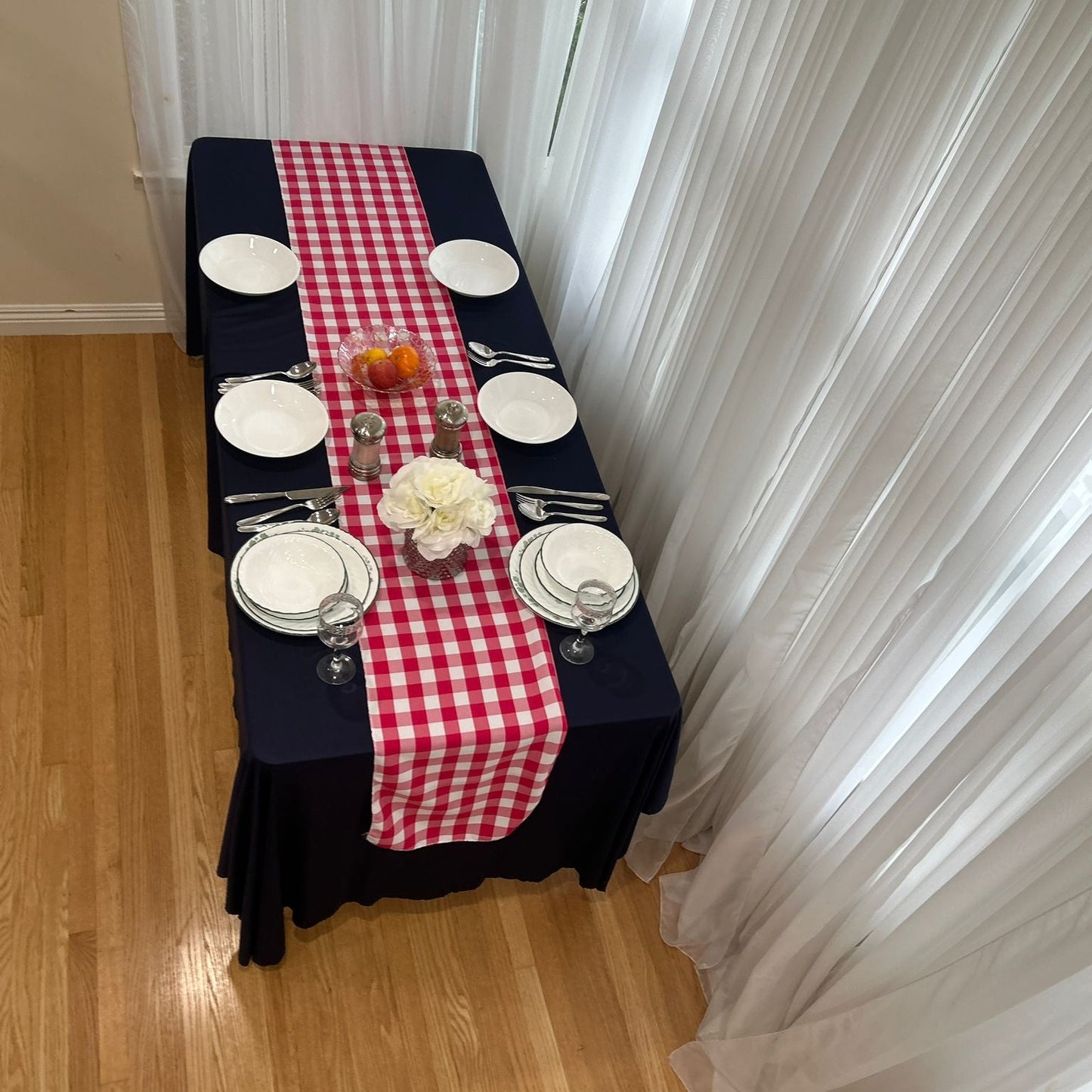 Polyester Buffalo Plaid Checkered Table Runner 14 Inches by 108 Inches