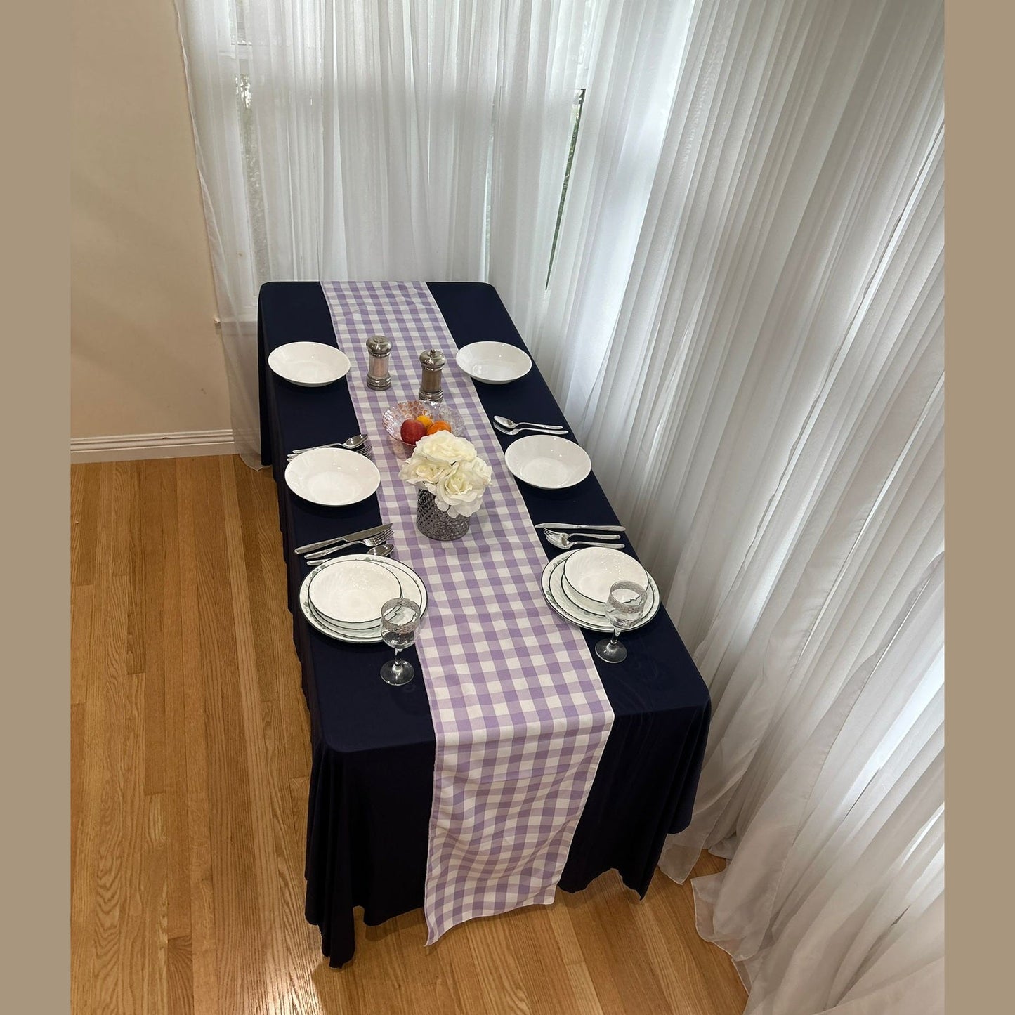 Polyester Buffalo Plaid Checkered Table Runner 14 Inches by 108 Inches