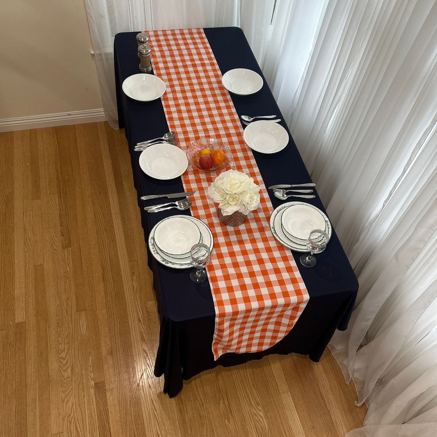 Polyester Buffalo Plaid Checkered Table Runner 14 Inches by 108 Inches