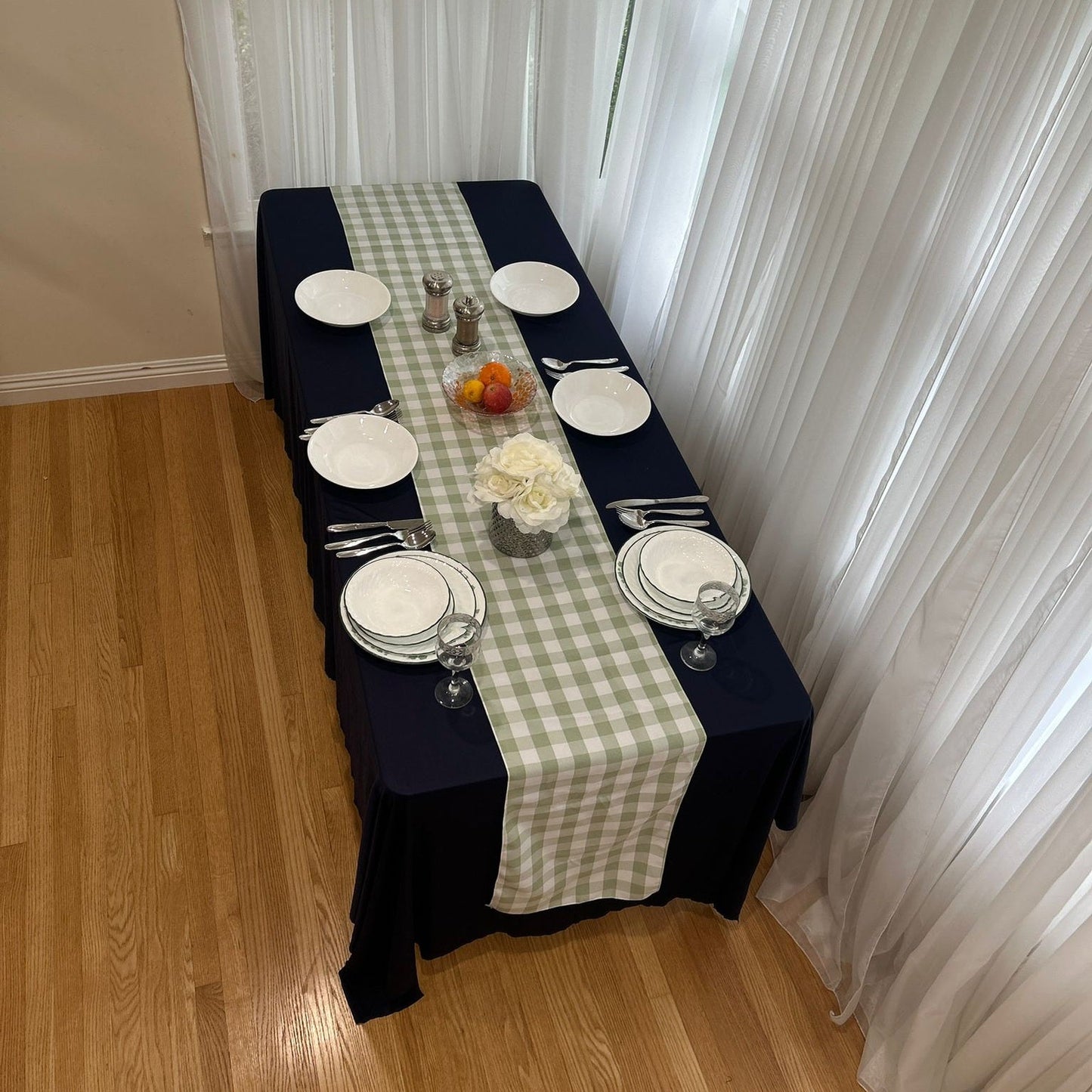 Polyester Buffalo Plaid Checkered Table Runner 14 Inches by 108 Inches