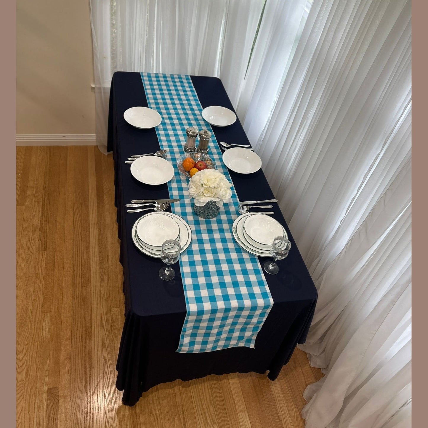 Polyester Buffalo Plaid Checkered Table Runner 14 Inches by 108 Inches