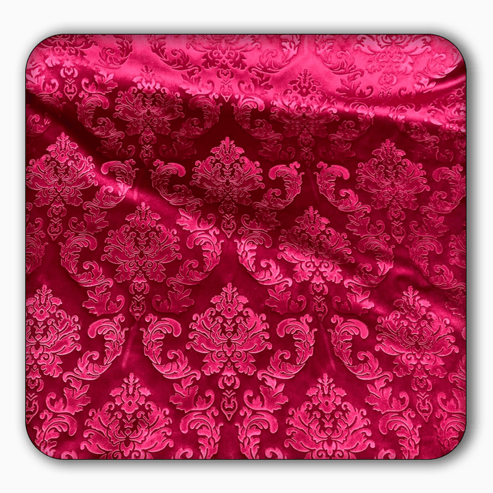 Embossed Damask Velvet Drapery - Upholstery Fabric - Sold by the Yard