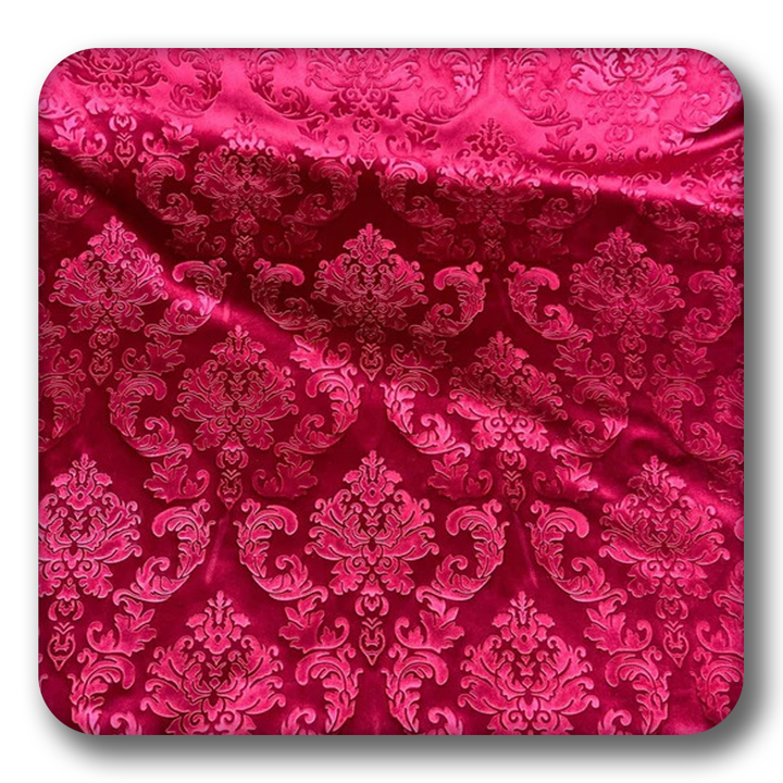 Embossed Damask Velvet Drapery - Upholstery Fabric - Sold by the Yard