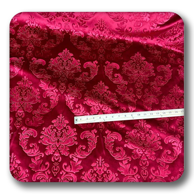 Embossed Damask Velvet Drapery - Upholstery Fabric - Sold by the Yard