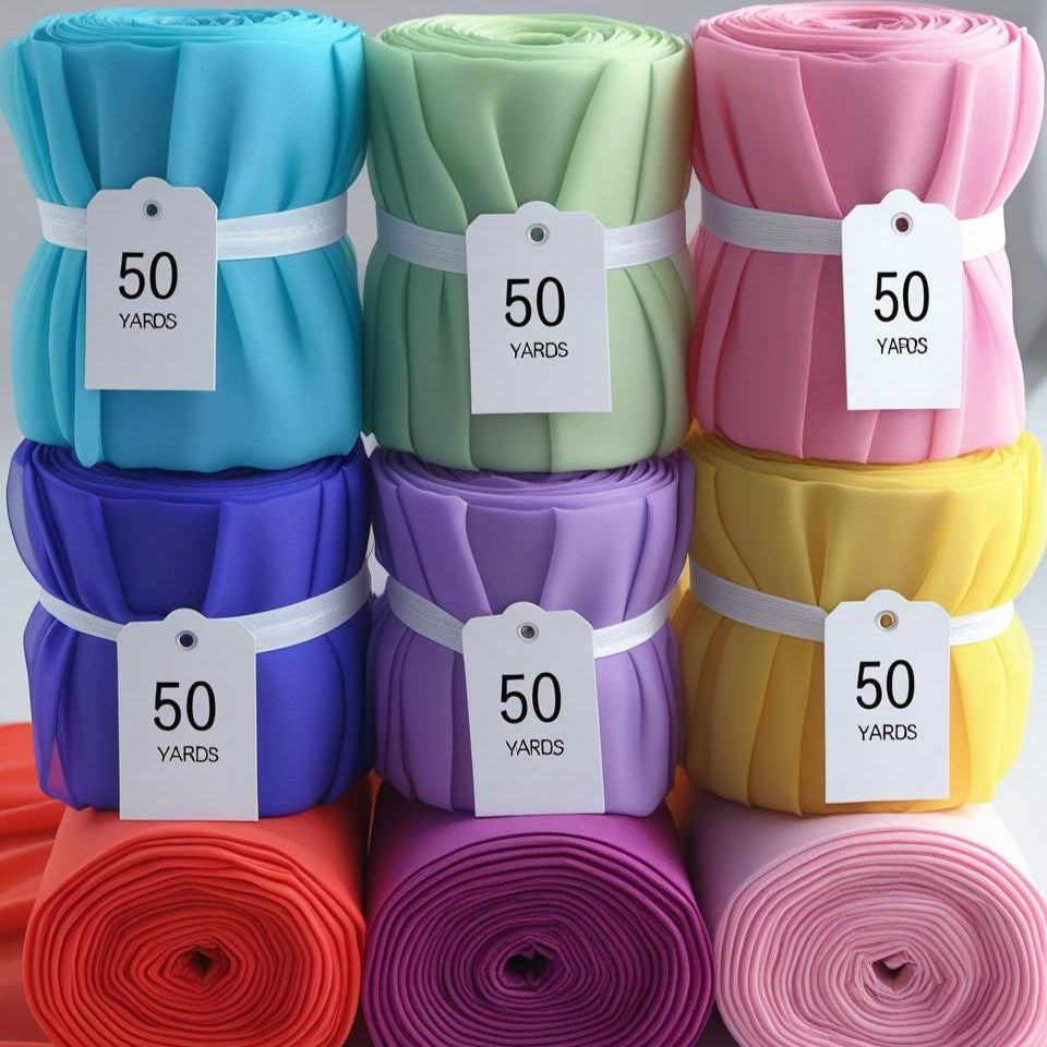 50 Yard Continuous Pieces Polyester × 60” Chiffon Fabric Roll (30+ Colors) – Sheer Wedding Draping Fabric – Free Shipping
