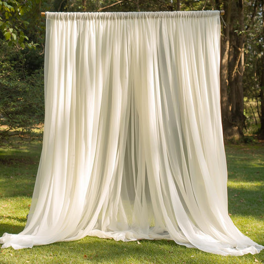 50 Yard Continuous Pieces Polyester Ivory Sheer Voile Roll  – 120” Wide | Wedding Backdrop | Free Shipping – Free Shipping