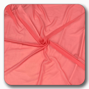 High-quality 100% soft polyester chiffon fabric in coral color, lightweight and versatile, sold by the yard.