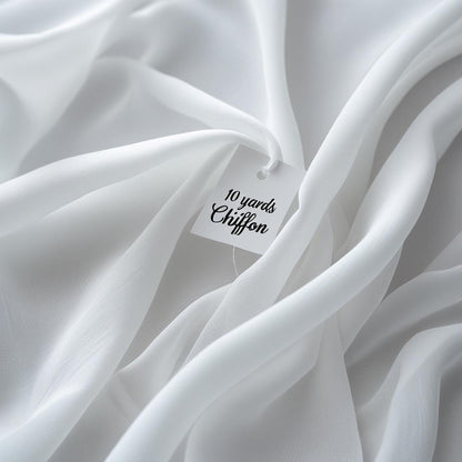 10 Yard Continuous Pieces – 60" Wide White Sheer Polyester Chiffon Fabric for Event Decor & Dresses | Free Shipping