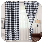 Gingham Checkered Curtain - Black/White - one panel