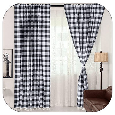 Gingham Checkered Curtain - Black/White - one panel