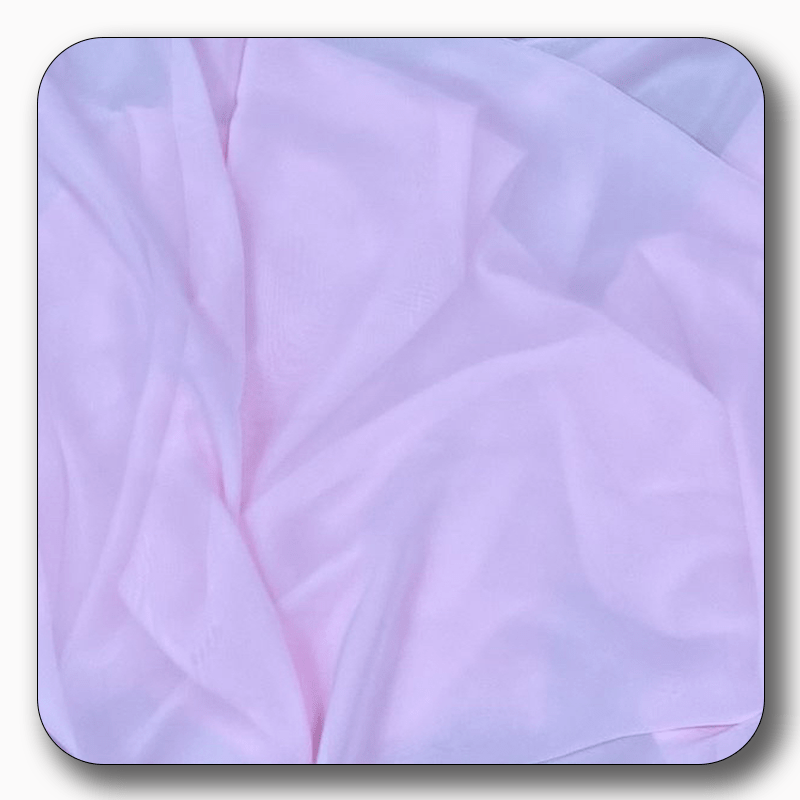Soft pink polyester chiffon fabric, lightweight and durable, perfect for versatile sewing projects, sold by the yard.