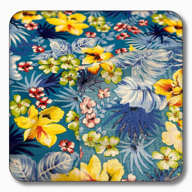 Hawaiian Print Poly Cotton Fabric - Sold by the Yard
