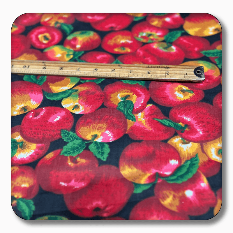 Apple Print Poly Cotton Fabric - Sold by the Yard