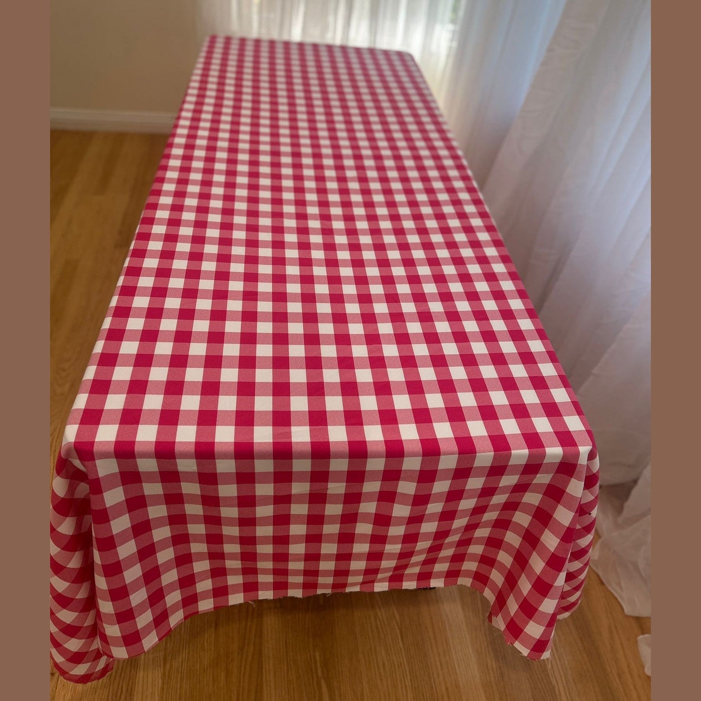 Gingham Checkered Poly Poplin Tablecloth 60 x 108 Inch