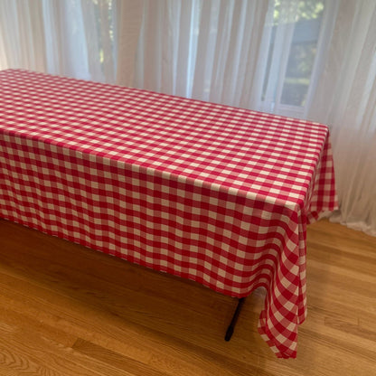 Gingham Checkered Poly Poplin Tablecloth 60 x 84 Inch