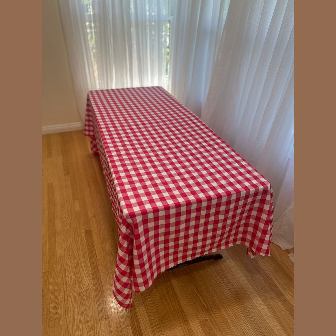 Polyester Gingham Checkered Poly Poplin Tablecloth 60 x 120 Inch – Free Shipping