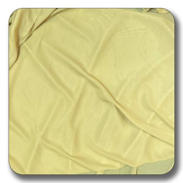 Soft yellow polyester chiffon fabric, lightweight and durable, perfect for versatile sewing projects.